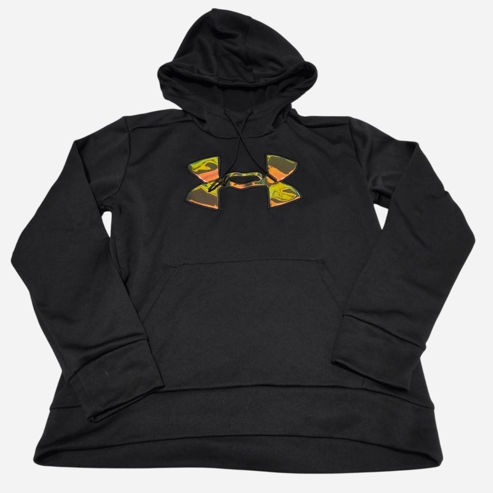 Under Armour black hoodie with multicolored logo, size S
